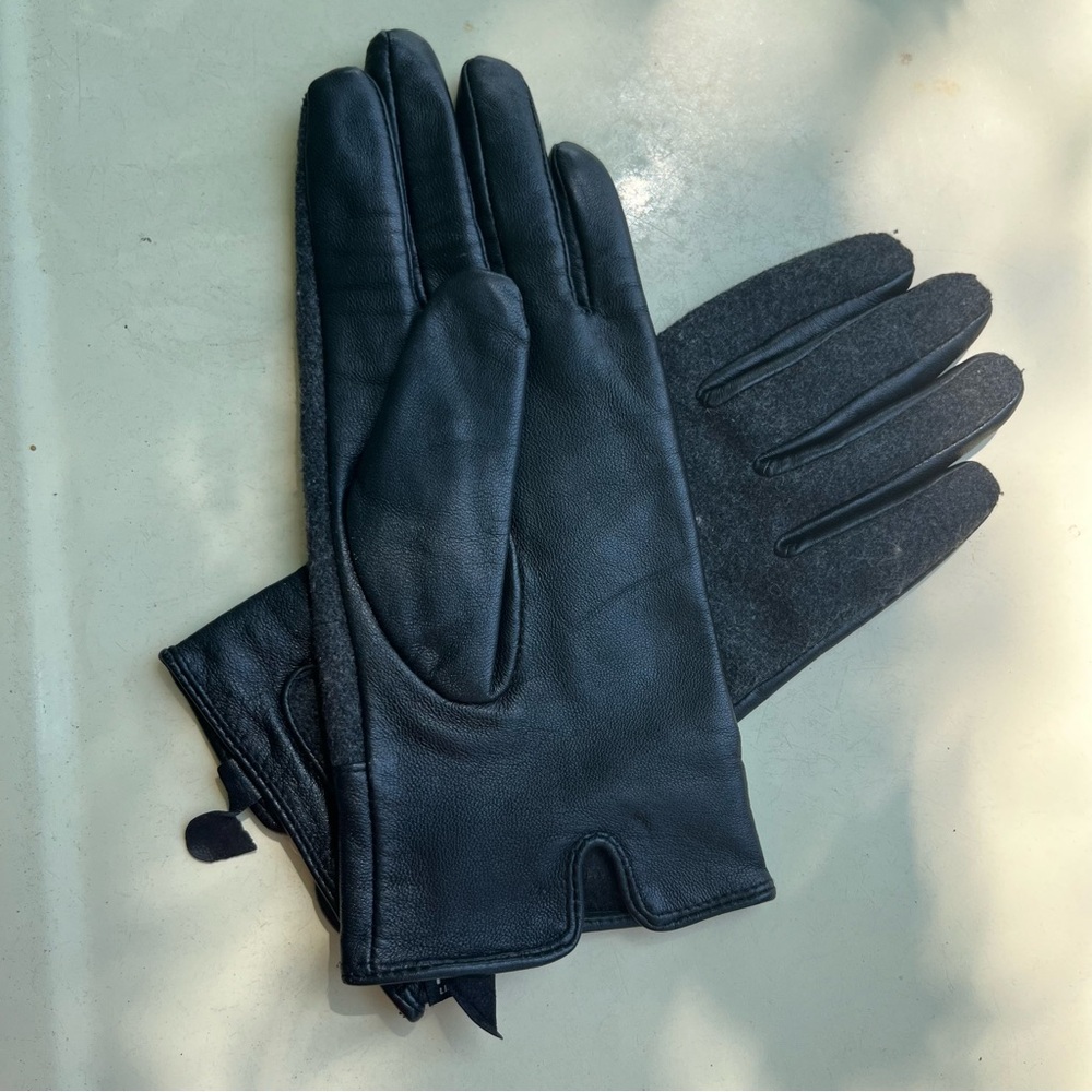 T-max Black Wool Blend Leather Gloves Women’s Warm Winter Insulated Size Medium